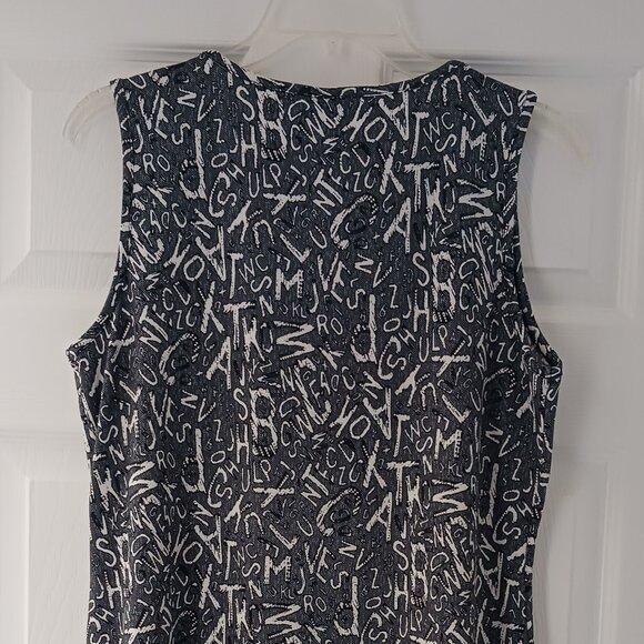 Clientele Women's Top Medium Black White Graphic Alphabet School Teacher - Picture 2 of 8